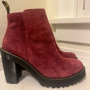 Red Dr. Martens heeled zip boots